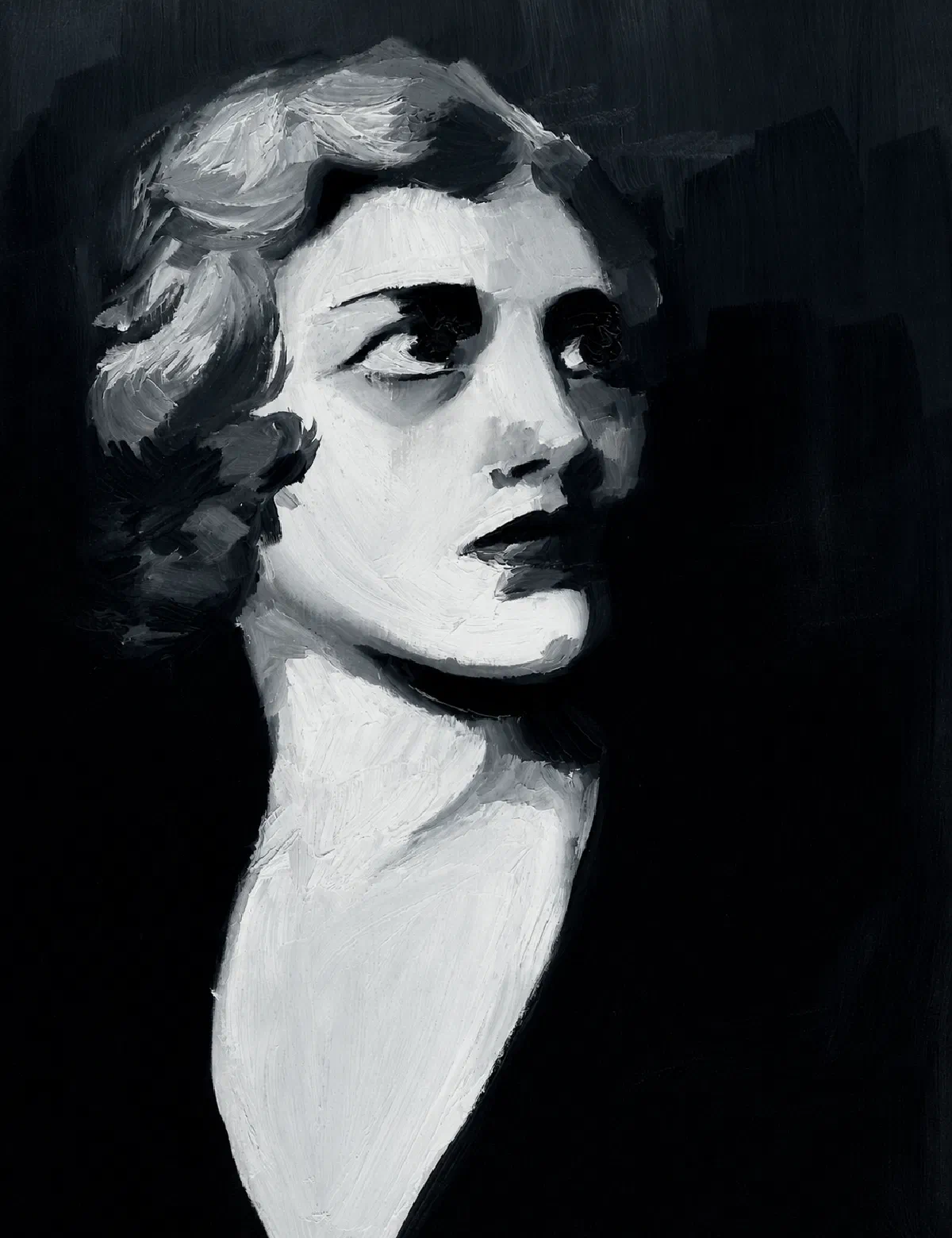 Black and White Painting of a Woman