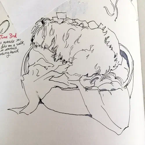 Sketch of Wet Dog in Pen