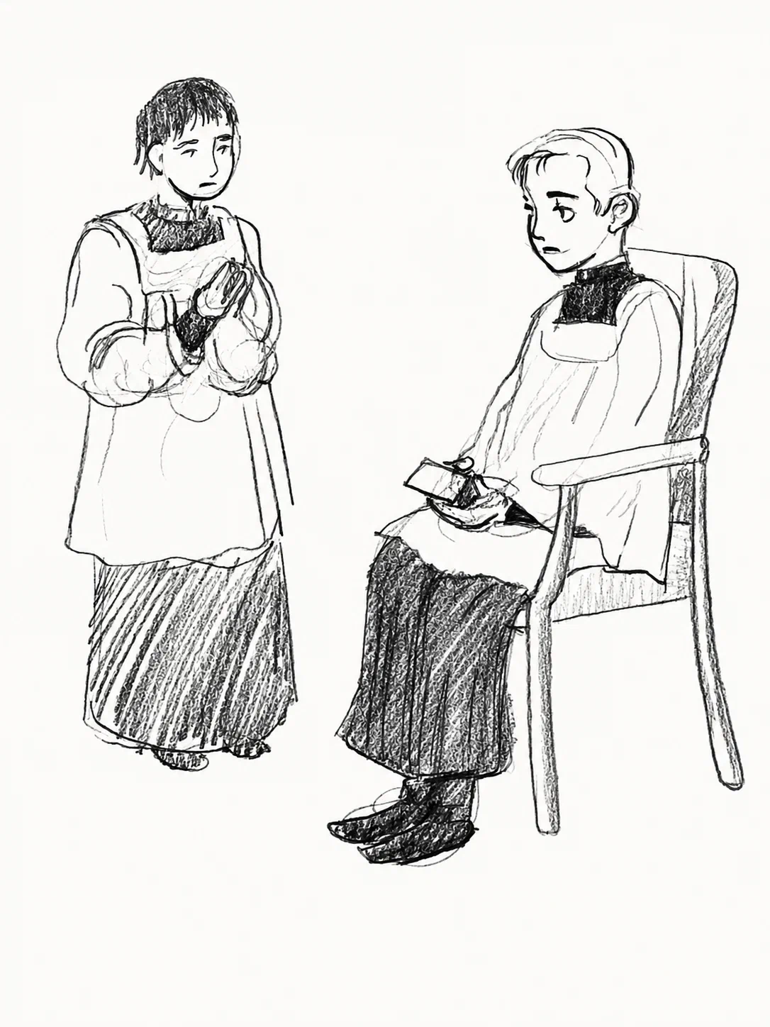 Sketches of Altar Boys in Pencil