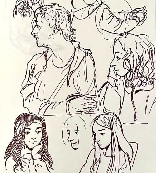 Sketches of Coworkers During Team Meetings