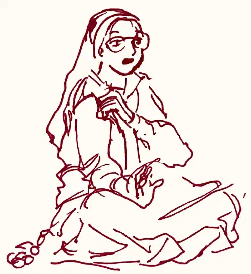 Sketches of Nuns in Pink Pen