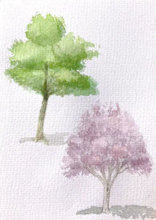 Two Trees in Watercolor